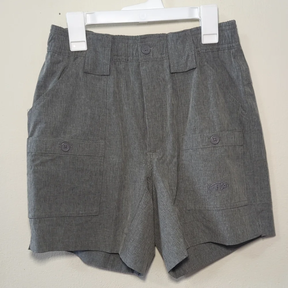 AFTCO Original Fishing Shorts in Gray Heather Cargo Outdoor Men's Size 28